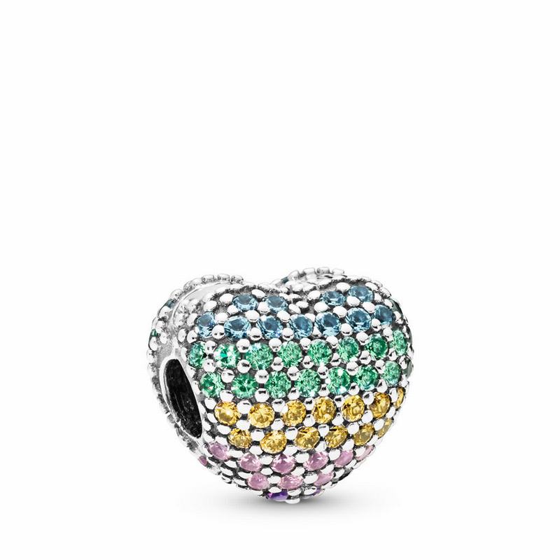 Pandora Open My Heart Pavé Clip Charm Silver Egypt LG2840397